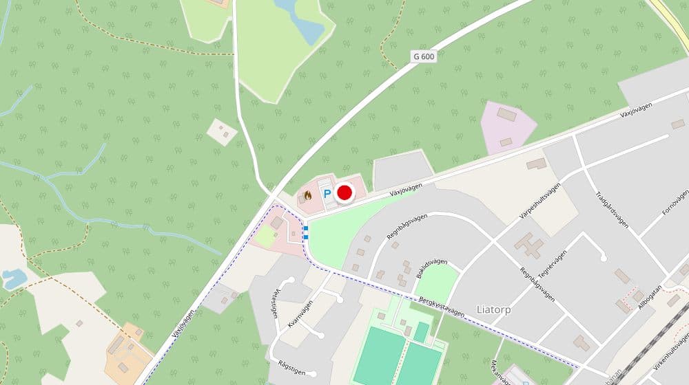 Karta som visar var ICA Liatorp ligger, på Växjövägen 500 i Liatorp